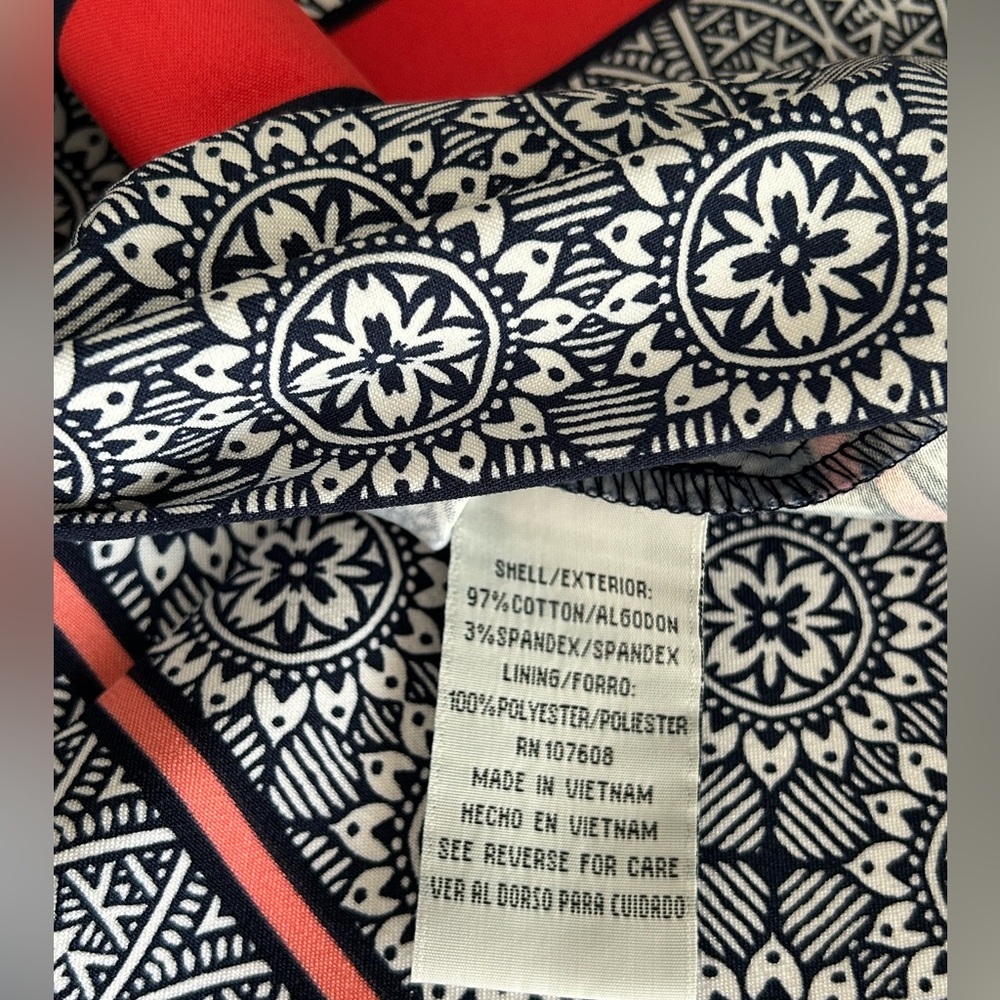 R&K Midi Shift Dress Navy White Coral Floral Size 12 - Picture 7 of 10